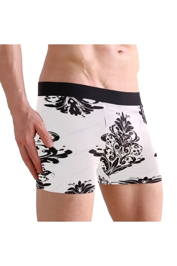 Medium Men's Underwear Boxer Briefs 88% polyester+12% Spandex,Cool & Breathable 3-Piece Gift Box Set Men Briefs,Trash Rock Style Traditional Turkish Ceramic Patterns Traditional Tattoo Designs