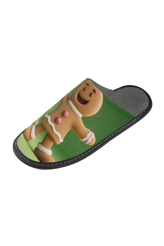 Memory Foam House Slippers Suitable for Both Men and Women. Comfortable, Anti-Slip Plush Flat-Bottomed Slippers The Best Holiday Gift Gingerbread Characters