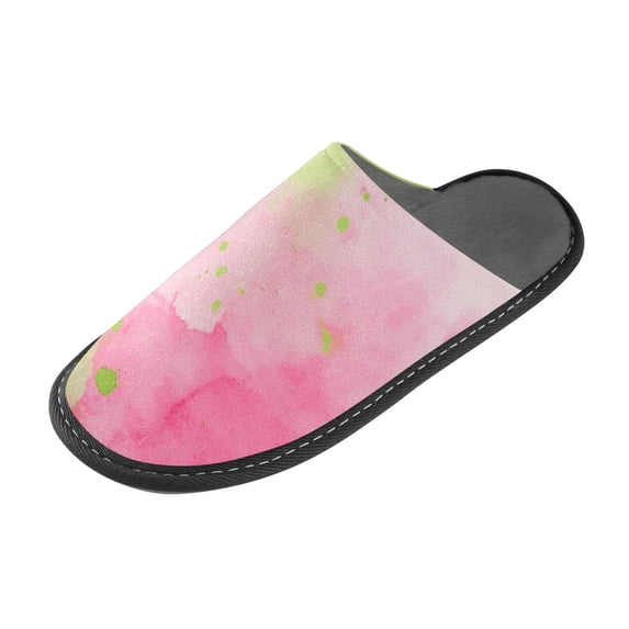 IAUYY Memory Foam House Slippers Suitable for Both Men and Women. Comfortable, Anti-Slip Plush Flat-Bottomed Slippers The Best Holiday Gift Ink Painting