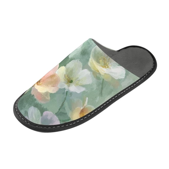 IAUYY Memory Foam House Slippers Suitable for Both Men and Women. Comfortable, Anti-Slip Plush Flat-Bottomed Slippers The Best Holiday Gift A Light Green Background