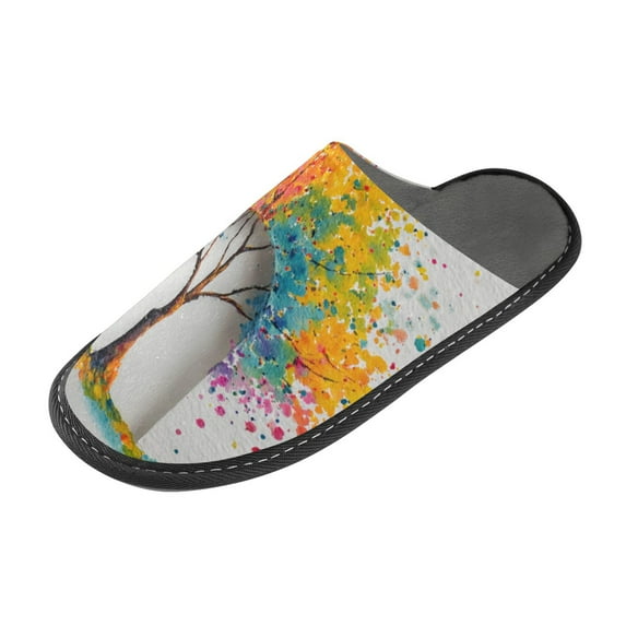 IAUYY Memory Foam House Slippers Suitable for Both Men and Women. Comfortable, Anti-Slip Plush Flat-Bottomed Slippers The Best Holiday Gift Pigment Tree