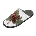 thumbnail image 1 of IAUYY Memory Foam House Slippers Suitable for Both Men and Women. Comfortable, Anti-Slip Plush Flat-Bottomed Slippers The Best Holiday Gift Pine Cones and Cranberries, 1 of 9
