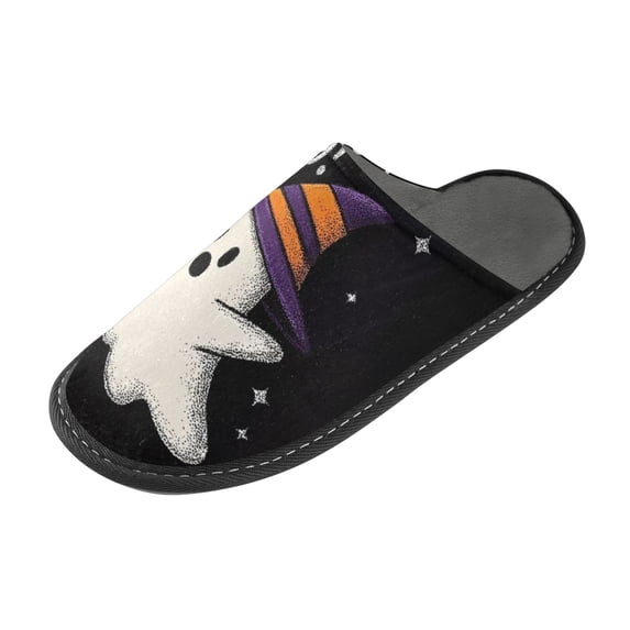 IAUYY Memory Foam House Slippers Suitable for Both Men and Women. Comfortable, Anti-Slip Plush Flat-Bottomed Slippers The Best Holiday Gift Purple and Orange Wizard's Hat