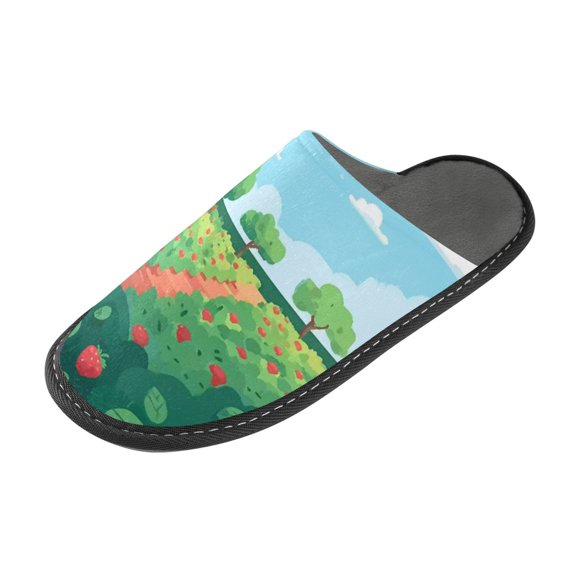 IAUYY Memory Foam House Slippers Suitable for Both Men and Women. Comfortable, Anti-Slip Plush Flat-Bottomed Slippers The Best Holiday Gift Scattered Strawberries