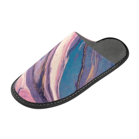IAUYY Memory Foam House Slippers Suitable for Both Men and Women. Comfortable, Anti-Slip Plush Flat-Bottomed Slippers The Best Holiday Gift Swirls Of Pink and Purple