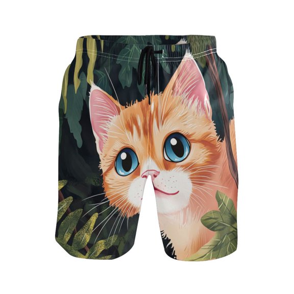 IAUYY Men's Quick-Dry Beach Shorts with All-Over Print - Lightweight Swim Trunks for Summer (S-XXL) Machine Washable,A Cartoon
