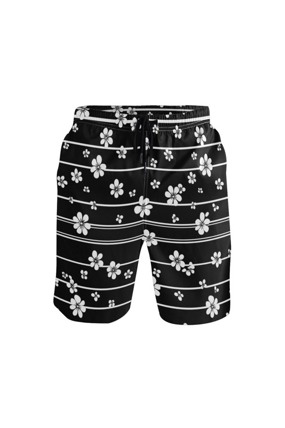 Men's Quick-Dry Beach Shorts with All-Over Print - Lightweight Swim Trunks for Summer (S-XXL) Machine Washable,Horizontal Stripes