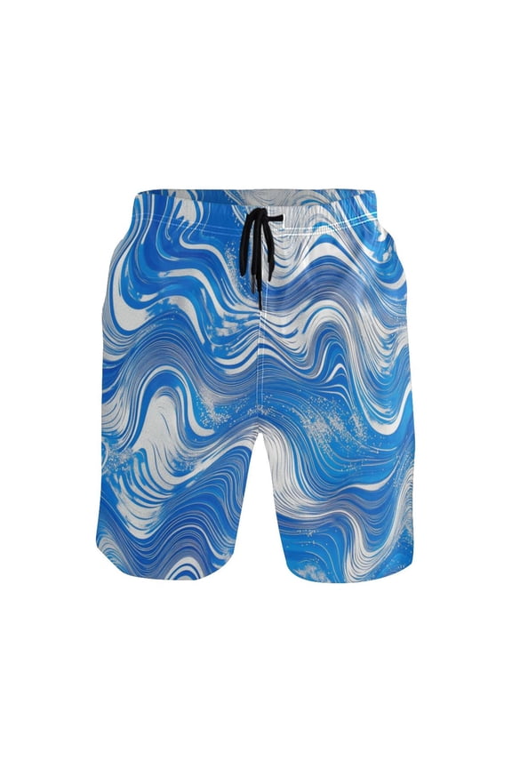 Men's Quick-Dry Beach Shorts with All-Over Print - Lightweight Swim Trunks for Summer (S-XXL) Machine Washable,Ripple