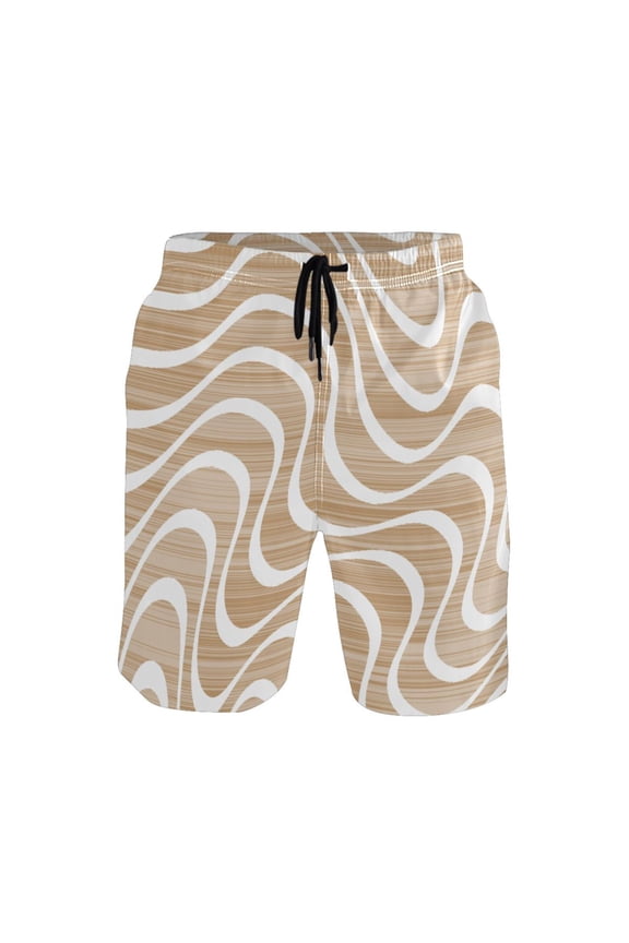 Men's Quick-Dry Beach Shorts with All-Over Print - Lightweight Swim Trunks for Summer (S-XXL) Machine Washable,Ripple