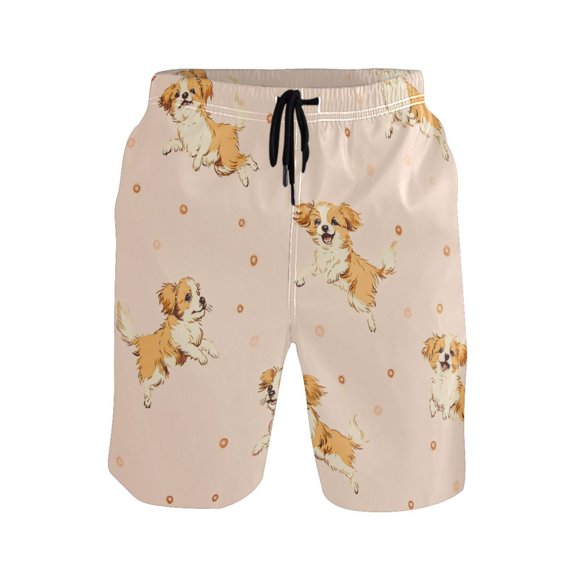 IAUYY Men's Quick-Dry Beach Shorts with All-Over Print - Lightweight Swim Trunks for Summer (S-XXL) Machine Washable,Small Dogs