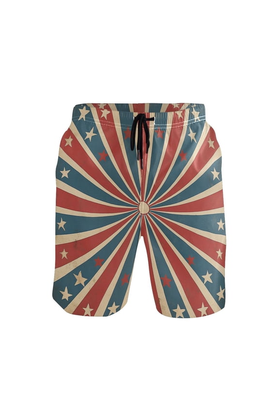 Men's Quick-Dry Beach Shorts with All-Over Print - Lightweight Swim Trunks for Summer (S-XXL) Machine Washable,Vintage