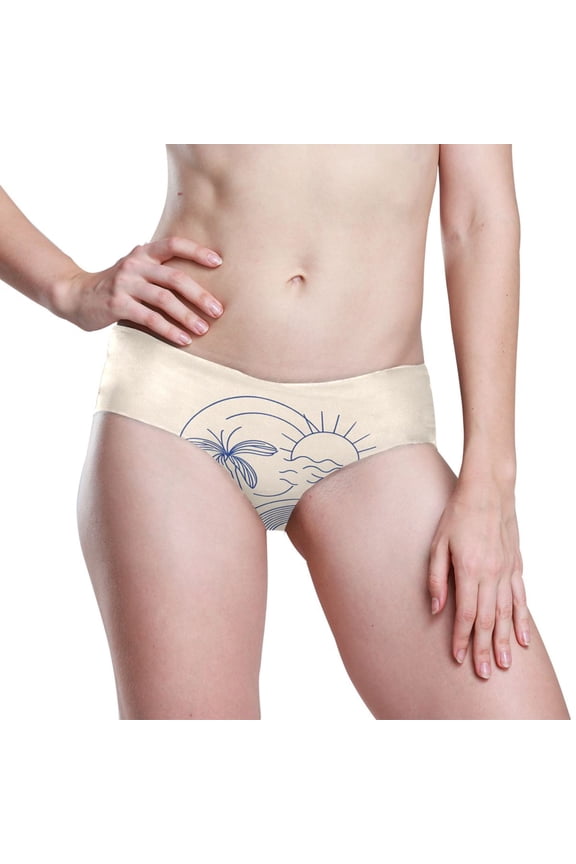 Womens Underwear Hipster Flex Panties Dig-Free Fit Breathable Underwear for Women , Soft Sun Palm Trees