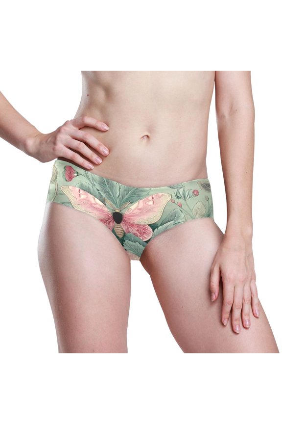 Seamless Women Underwear Thongs ,Medium No Show Ladies Thong-No Line Workout Breathable Comfortable Panties Soft Beautiful Leaves