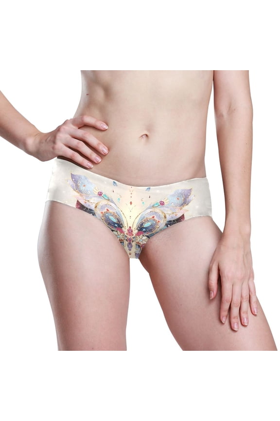 Seamless Women Underwear Thongs ,Medium No Show Ladies Thong-No Line Workout Breathable Comfortable Panties Soft Butterfly Made Of Gemstones