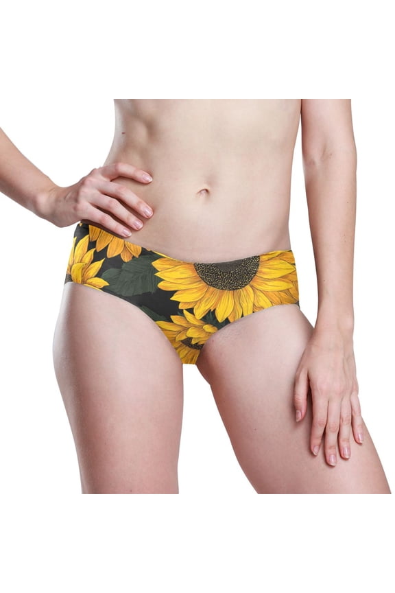 Seamless Women Underwear Thongs ,Small No Show Ladies Thong-No Line Workout Breathable Comfortable Panties Soft Yellow Sunflower