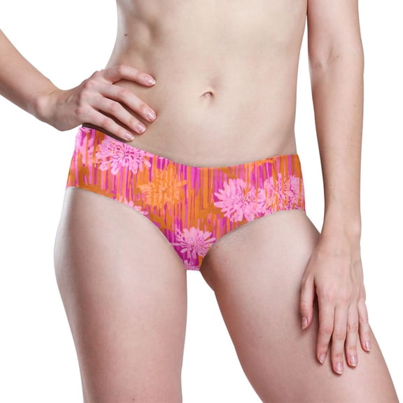 Iauyy Womens Underwear Hipster Flex Panties Dig-Free Fit Breathable Underwear for Women , Soft Orange Flowers