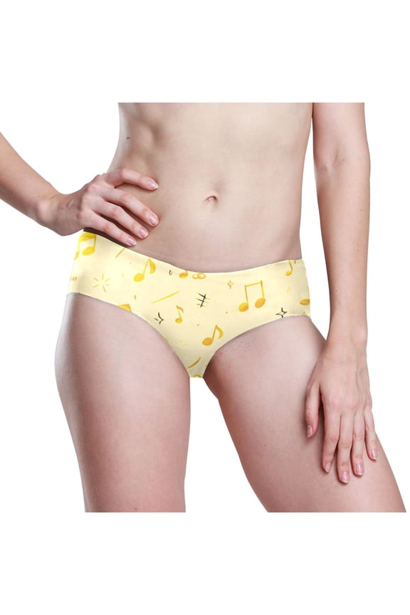 Seamless Women Underwear Thongs ,X-Large No Show Ladies Thong-No Line Workout Breathable Comfortable Panties Soft The Yellow Musical Symbol