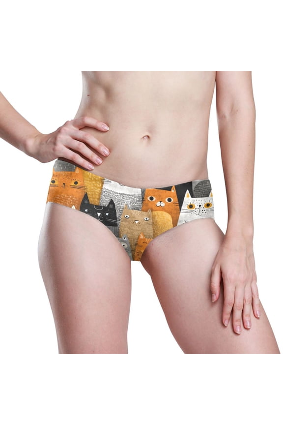Womens Underwear Hipster Flex Panties Dig-Free Fit Breathable Underwear for Women , Soft Cartoon Cat