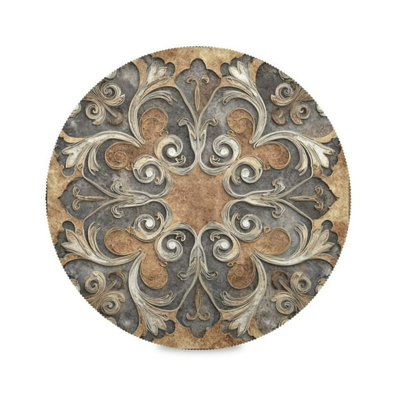 IAUYY Set of 1 Round Placemats for Dining Tables Heat-Resistant and Wear-Resistant DIY Printing Design Table Placemats，Applicable for Christmas Antique Stone Texture