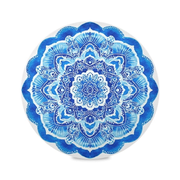 IAUYY Set of 1 Round Placemats for Dining Tables Heat-Resistant and Wear-Resistant DIY Printing Design Table Placemats,Applicable for Christmas Blue and White Watercolor Painting