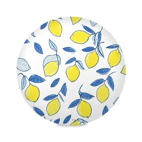IAUYY Set of 1 Round Placemats for Dining Tables Heat-Resistant and Wear-Resistant DIY Printing Design Table Placemats,Applicable for Christmas Blue and Yellow Tones