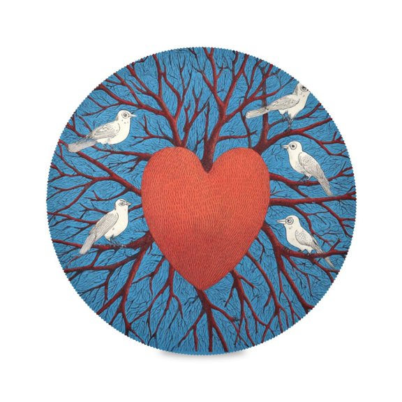 IAUYY Set of 1 Round Placemats for Dining Tables Heat-Resistant and Wear-Resistant DIY Printing Design Table Placemats,Applicable for Christmas Branches Sprout Thickly All Around