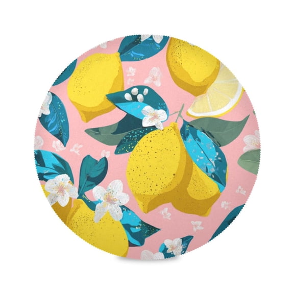 IAUYY Set of 1 Round Placemats for Dining Tables Heat-Resistant and Wear-Resistant DIY Printing Design Table Placemats,Applicable for Christmas Bright Yellow and Blue Colors