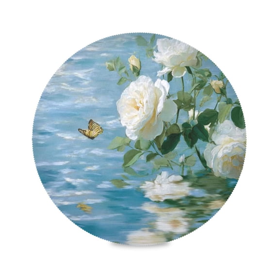 IAUYY Set of 1 Round Placemats for Dining Tables Heat-Resistant and Wear-Resistant DIY Printing Design Table Placemats,Applicable for Christmas Butterfly Flying in The Sky