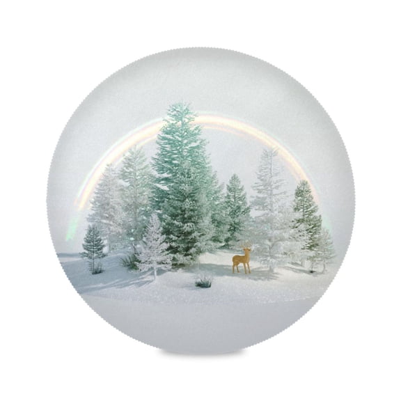 IAUYY Set of 1 Round Placemats for Dining Tables Heat-Resistant and Wear-Resistant DIY Printing Design Table Placemats，Applicable for Christmas Clear Glass