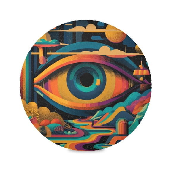 IAUYY Set of 1 Round Placemats for Dining Tables Heat-Resistant and Wear-Resistant DIY Printing Design Table Placemats，Applicable for Christmas Eyes Of A Phantom Style