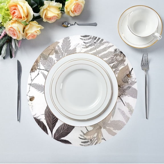 IAUYY Set of 1 Round Placemats for Dining Tables Heat-Resistant and Wear-Resistant DIY Printing Design Table Placemats,Applicable for Christmas Fern Plants