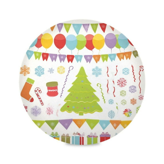 IAUYY Set of 1 Round Placemats for Dining Tables Heat-Resistant and Wear-Resistant DIY Printing Design Table Placemats,Applicable for Christmas A Flags Wreaths