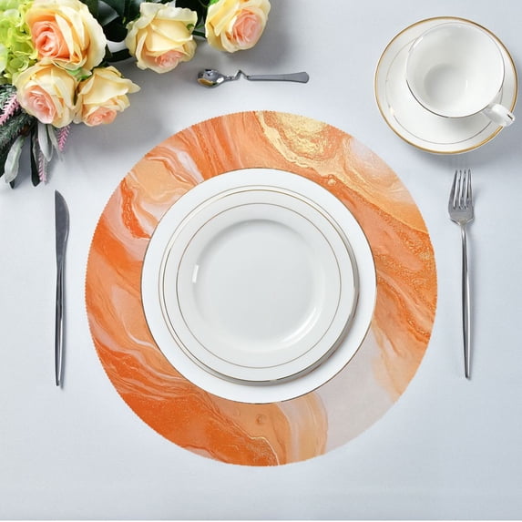 IAUYY Set of 1 Round Placemats for Dining Tables Heat-Resistant and Wear-Resistant DIY Printing Design Table Placemats,Applicable for Christmas The Fluidity Of The Pigment