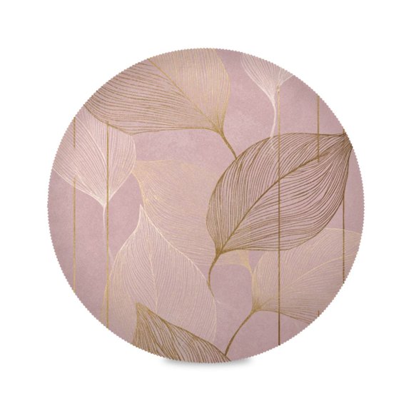 IAUYY Set of 1 Round Placemats for Dining Tables Heat-Resistant and Wear-Resistant DIY Printing Design Table Placemats,Applicable for Christmas Golden Pink