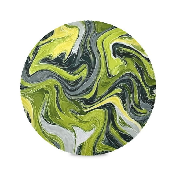 IAUYY Set of 1 Round Placemats for Dining Tables Heat-Resistant and Wear-Resistant DIY Printing Design Table Placemats,Applicable for Christmas A Green Liquid