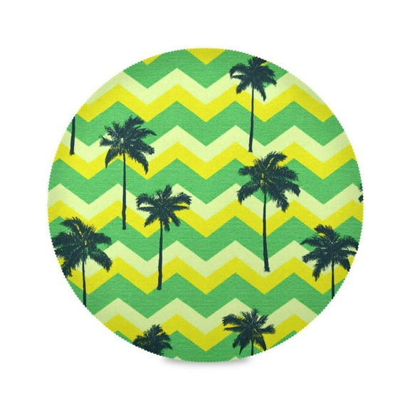 IAUYY Set of 1 Round Placemats for Dining Tables Heat-Resistant and Wear-Resistant DIY Printing Design Table Placemats，Applicable for Christmas Green and Yellow Stripes