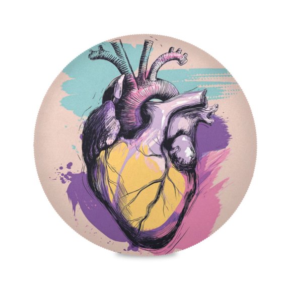 IAUYY Set of 1 Round Placemats for Dining Tables Heat-Resistant and Wear-Resistant DIY Printing Design Table Placemats,Applicable for Christmas Heart Vector Illustration