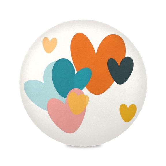 IAUYY Set of 1 Round Placemats for Dining Tables Heat-Resistant and Wear-Resistant DIY Printing Design Table Placemats,Applicable for Christmas Interlaced Heart Shapes
