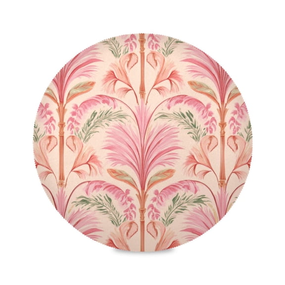 IAUYY Set of 1 Round Placemats for Dining Tables Heat-Resistant and Wear-Resistant DIY Printing Design Table Placemats,Applicable for Christmas The Lines Of Tropical Plants