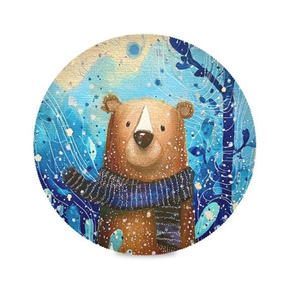 IAUYY Set of 1 Round Placemats for Dining Tables Heat-Resistant and Wear-Resistant DIY Printing Design Table Placemats,Applicable for Christmas Midnight Forest