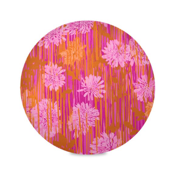 IAUYY Set of 1 Round Placemats for Dining Tables Heat-Resistant and Wear-Resistant DIY Printing Design Table Placemats,Applicable for Christmas Orange Flowers