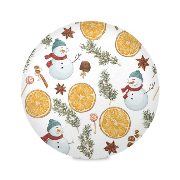 IAUYY Set of 1 Round Placemats for Dining Tables Heat-Resistant and Wear-Resistant DIY Printing Design Table Placemats，Applicable for Christmas Orange-colored Fruit Slices