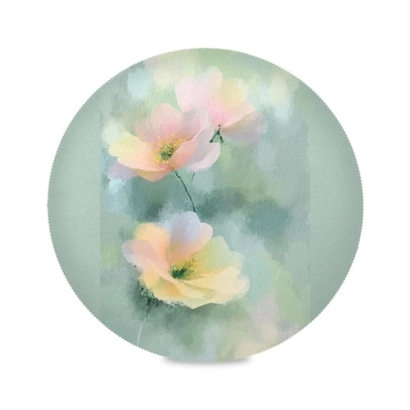 IAUYY Set of 1 Round Placemats for Dining Tables Heat-Resistant and Wear-Resistant DIY Printing Design Table Placemats，Applicable for Christmas Pastel Floral Watercolor Style