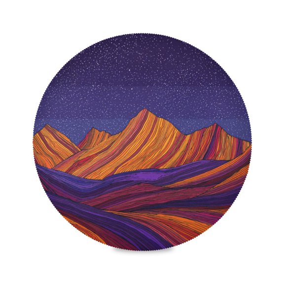 IAUYY Set of 1 Round Placemats for Dining Tables Heat-Resistant and Wear-Resistant DIY Printing Design Table Placemats,Applicable for Christmas Purple Stripes