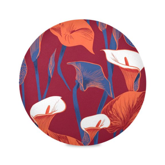 IAUYY Set of 1 Round Placemats for Dining Tables Heat-Resistant and Wear-Resistant DIY Printing Design Table Placemats,Applicable for Christmas Red White Blue