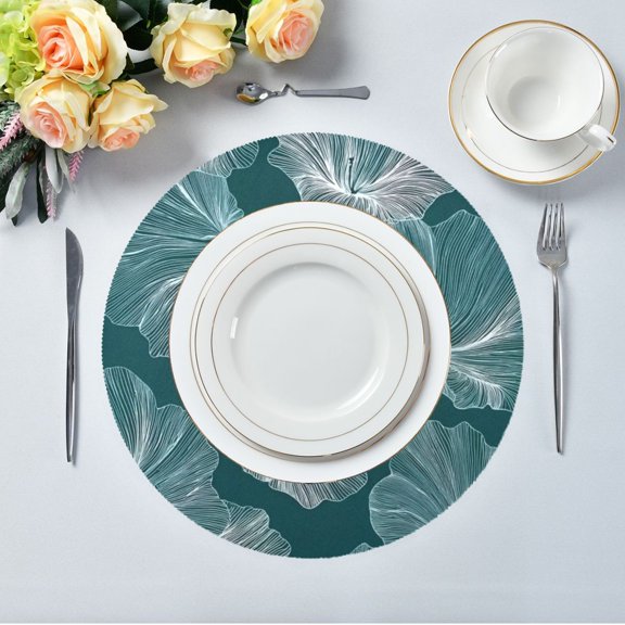 IAUYY Set of 1 Round Placemats for Dining Tables Heat-Resistant and Wear-Resistant DIY Printing Design Table Placemats,Applicable for Christmas Styled Hibiscus Flowers