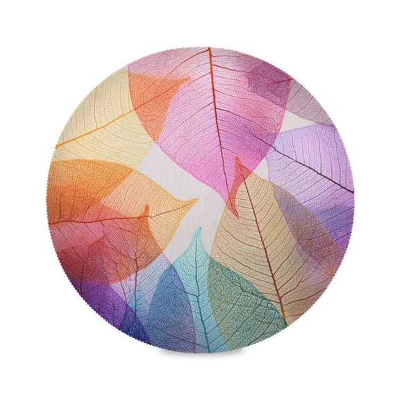 IAUYY Set of 1 Round Placemats for Dining Tables Heat-Resistant and Wear-Resistant DIY Printing Design Table Placemats，Applicable for Christmas Transparent Leaf Vein Background