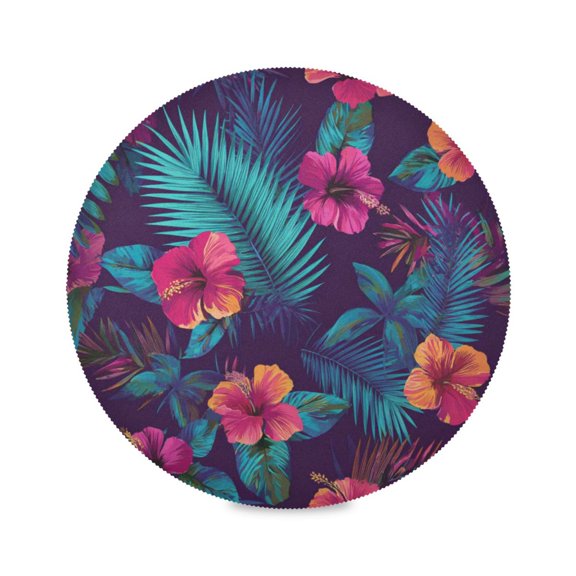 IAUYY Set of 1 Round Placemats for Dining Tables Heat-Resistant and Wear-Resistant DIY Printing Design Table Placemats,Applicable for Christmas Tropical Floral Pattern