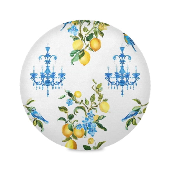 IAUYY Set of 1 Round Placemats for Dining Tables Heat-Resistant and Wear-Resistant DIY Printing Design Table Placemats，Applicable for Christmas Watercolor Painting Of A Lemon