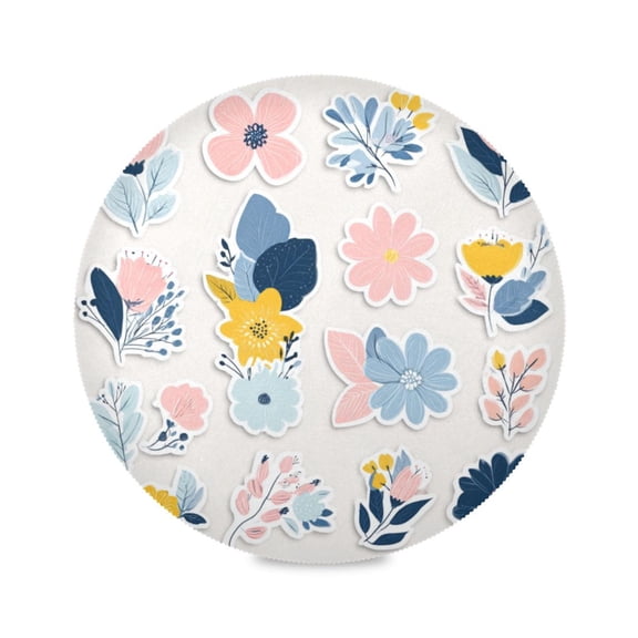 IAUYY Set of 1 Round Placemats for Dining Tables Heat-Resistant and Wear-Resistant DIY Printing Design Table Placemats,Applicable for Christmas Yellow Spring Flowers